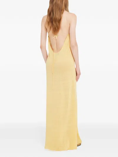 无袖挂脖超长连衣裙