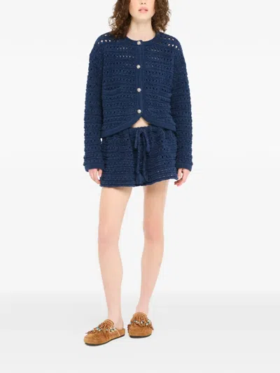 Alanui The Breath Of The Lagoon Buttoned Jacket In Blue