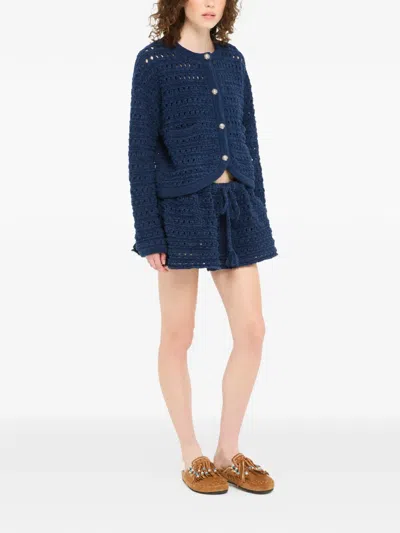 Alanui The Breath Of The Lagoon Buttoned Jacket In Blue