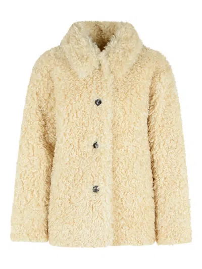 Isabel Marant Tarvey Sheepskin-effect Button Jacket In Neutral