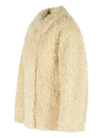 Isabel Marant Tarvey Sheepskin-effect Button Jacket In Neutral