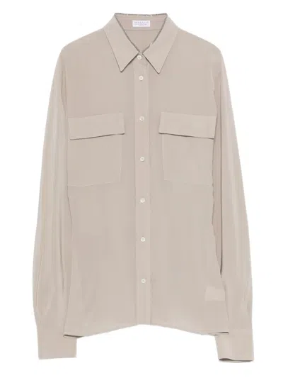 Brunello Cucinelli Pocket Button Shirt In Neutral