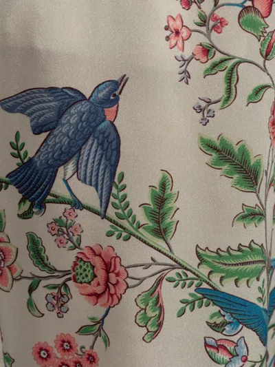 Etro Women White Pants With Elastic Drawstring Waist And All-over Floral Print In Tech Fabric Woman In Multi