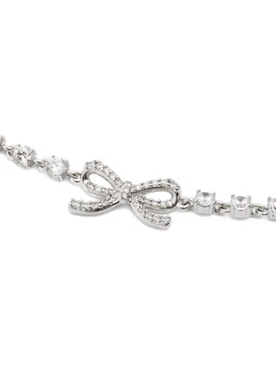 Self-portrait Bow-embellished Necklace In Silver