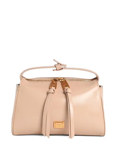 Dolce & Gabbana Vittoria Leather Tote Bag In Neutral
