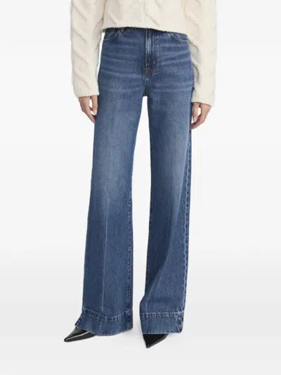 Frame Wide-leg Trousers In Blue