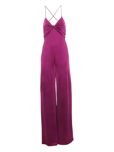 Pre-owned Polo Ralph Lauren Ruched-detail Sleeveless Jumpsuit In Purple