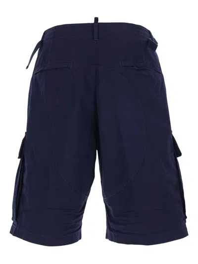 Dsquared2 Men Blue Shorts With Wide Leg And Four Flap Pockets With Buttons In Cotton Stretch Man In Blue