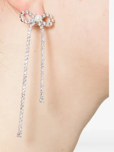 Self-portrait Crystal-embellished Drop Earrings In Silver