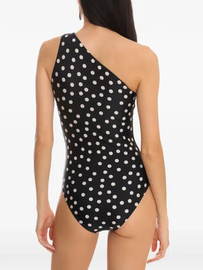Brigitte Seashell-motif One-shoulder Swimsuit In Black