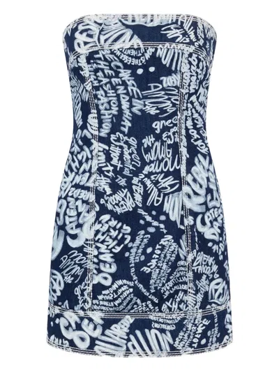 Dsquared2 Zip-fastening Mini Denim Dress In Blue