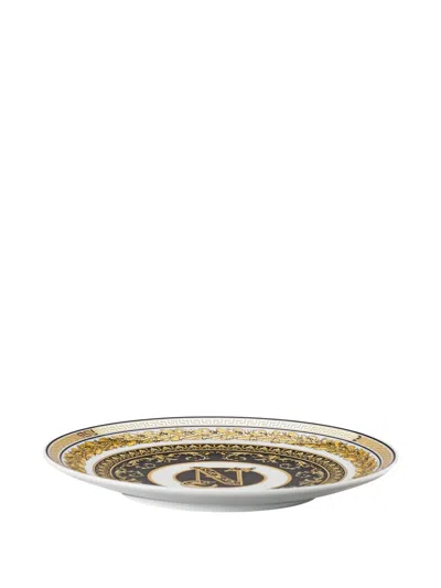 Versace Home Virtus Alphabet N Decorated Plate In Black