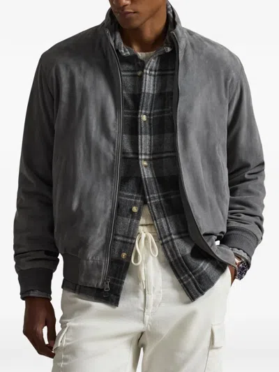 Polo Ralph Lauren Ribbed-hem Bomber Jacket In Gray