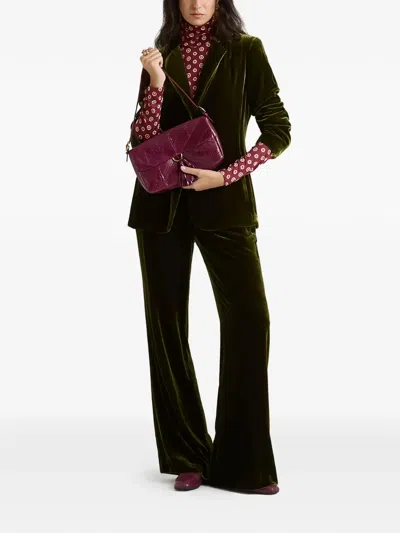 Maliparmi Shirred Velvet Trousers In Green