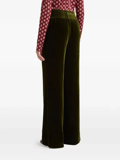 Maliparmi Shirred Velvet Trousers In Green