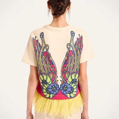 La Doublej La Scala Floral Feather T-shirt In Multi