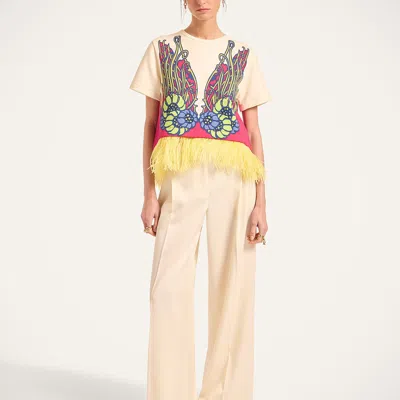 La Doublej La Scala Floral Feather T-shirt In Multi