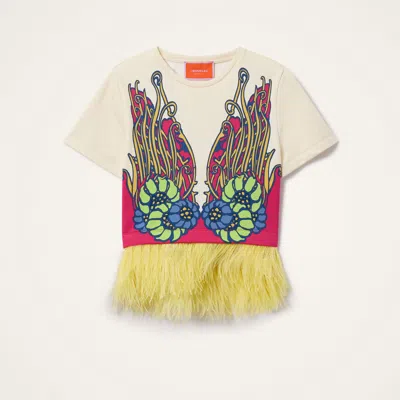 La Doublej La Scala Floral Feather T-shirt In Multi