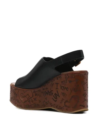 Pre-owned Chloé Wedge-sole Sandals In Black