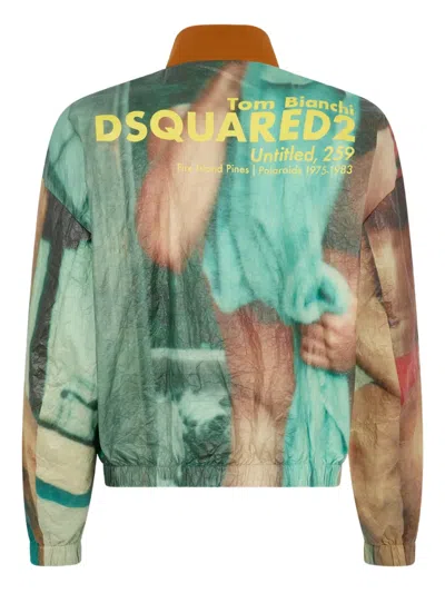 Dsquared2 Abstract-print Bomber Jacket In Green