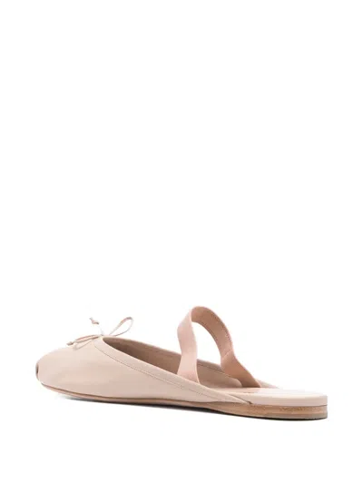 Pre-owned Miu Miu Bow-detail Elastic-strap Ballet Flats In Neutral