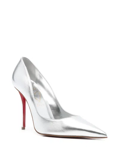 Pre-owned Christian Louboutin Miss Z Leather Pointed-toe Pumps In Silver