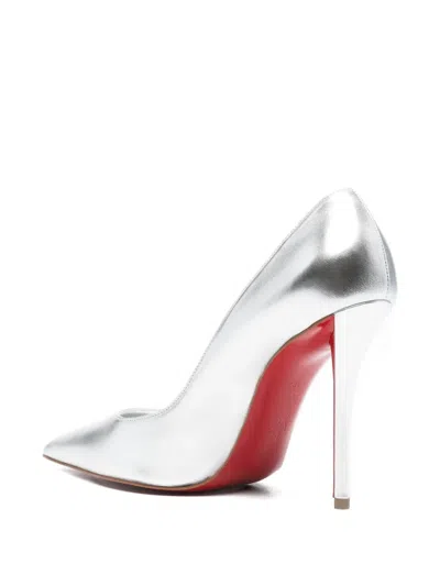 Pre-owned Christian Louboutin Miss Z Leather Pointed-toe Pumps In Silver