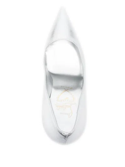 Pre-owned Christian Louboutin Miss Z Leather Pointed-toe Pumps In Silver