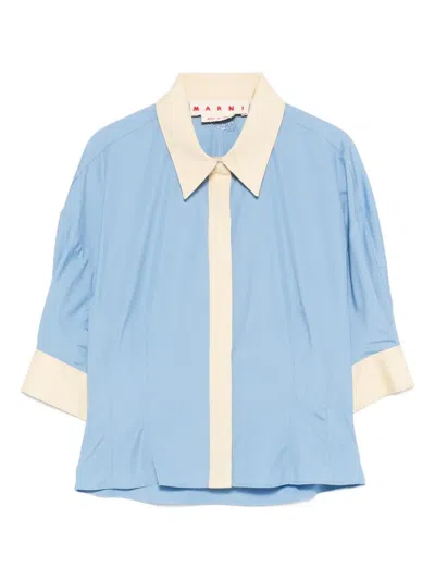 Marni Collared Panelled Top In Blue