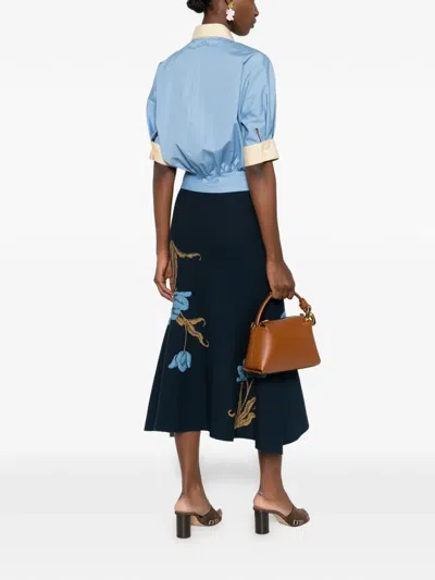 Marni Collared Panelled Top In Blue