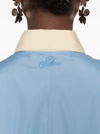 Marni Collared Panelled Top In Blue