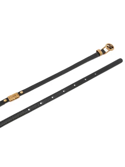Pinko Eyelet Stud Leather Belt In Black