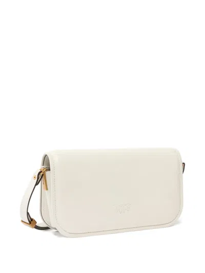 Pinko Small Love Bird-ring Chain Cross Body Bag In White