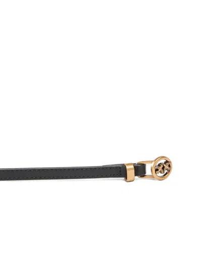 Pinko Eyelet Stud Leather Belt In Black