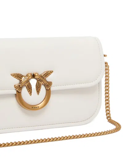 Pinko Small Love Bird-ring Chain Cross Body Bag In White