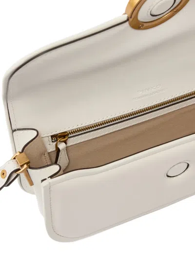 Pinko Small Love Bird-ring Chain Cross Body Bag In White