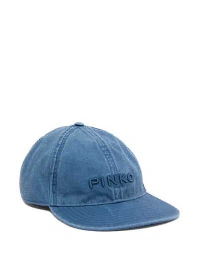 Pinko Embroidered Cotton Hat In Blue