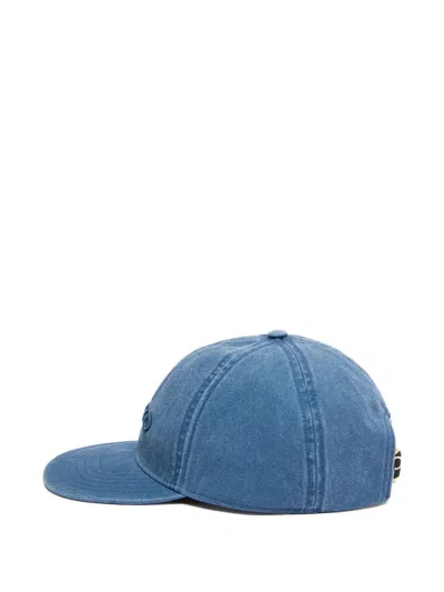 Pinko Embroidered Cotton Hat In Blue