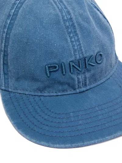 Pinko Embroidered Cotton Hat In Blue