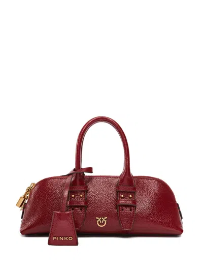 Pinko Buckle-lock Leather Tote Bag In Red