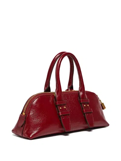 Pinko Buckle-lock Leather Tote Bag In Red