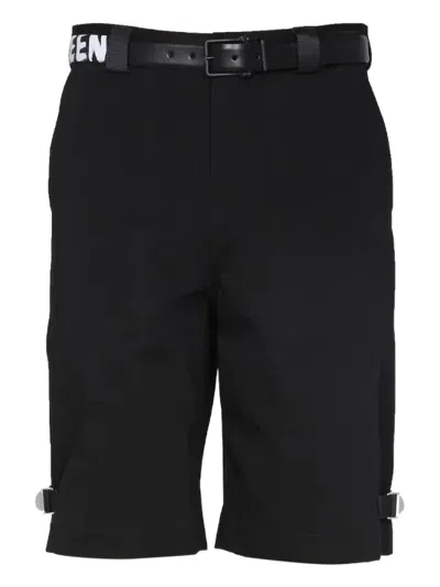Alexander Mcqueen Belted Shorts In Black