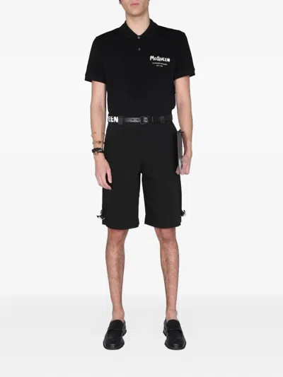 Alexander Mcqueen Belted Shorts In Black