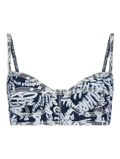 Dsquared2 Dark Flower Rebel Hibiscus Bra In Blue