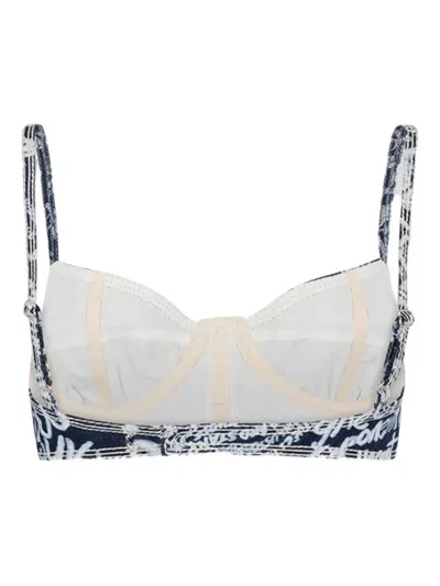 Dsquared2 Dark Flower Rebel Hibiscus Bra In Blue