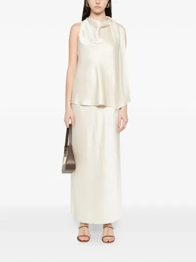 Vince Sleeveless Scarf Satin Top In Neutral
