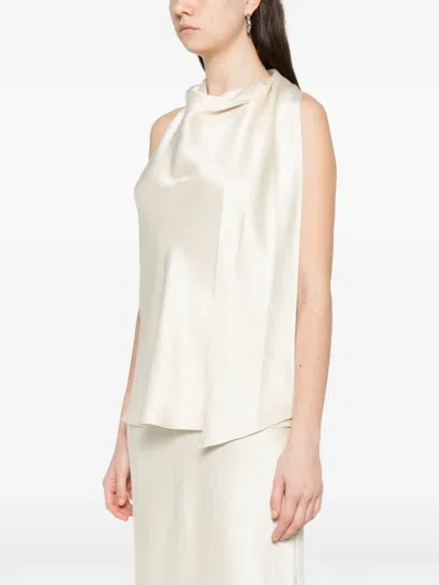 Vince Sleeveless Scarf Satin Top In Neutral