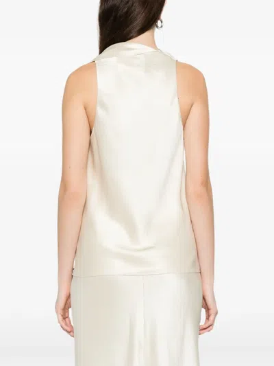 Vince Sleeveless Scarf Satin Top In Neutral