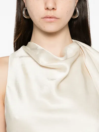 Vince Sleeveless Scarf Satin Top In Neutral