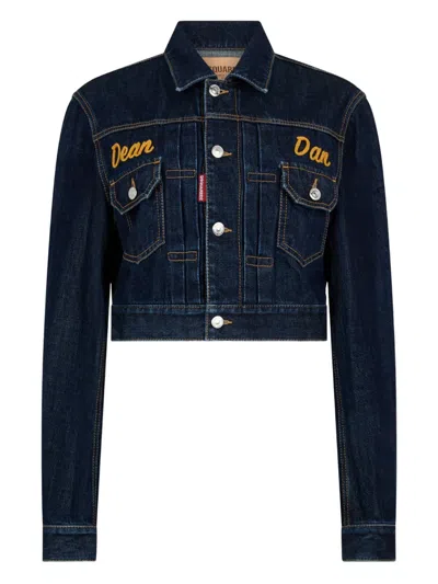 Dsquared2 Cimosa Authentic Japanese Cropped Jean Jackets In Blue